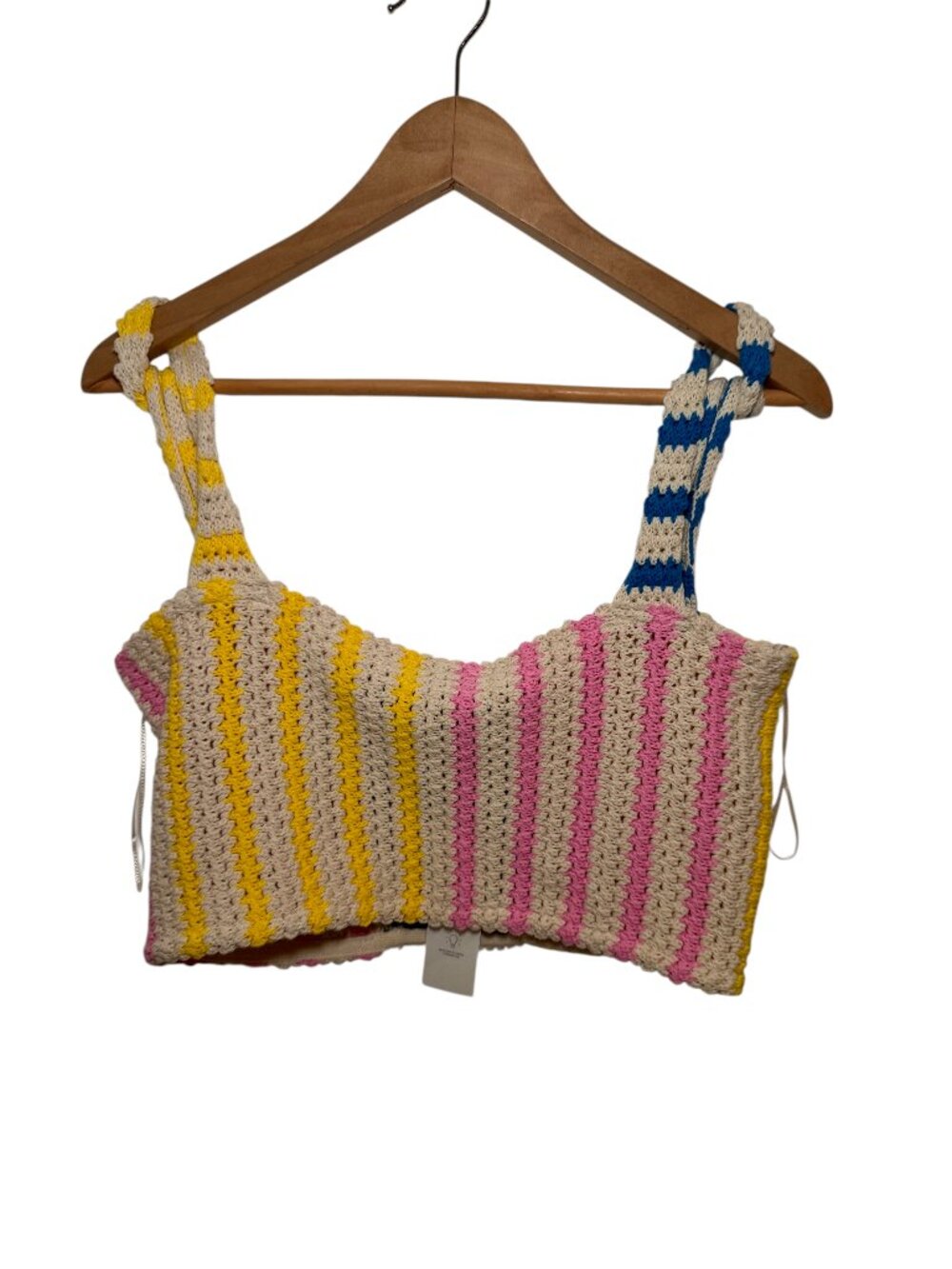 Zara multicolour striped cotton crochet crop top - M